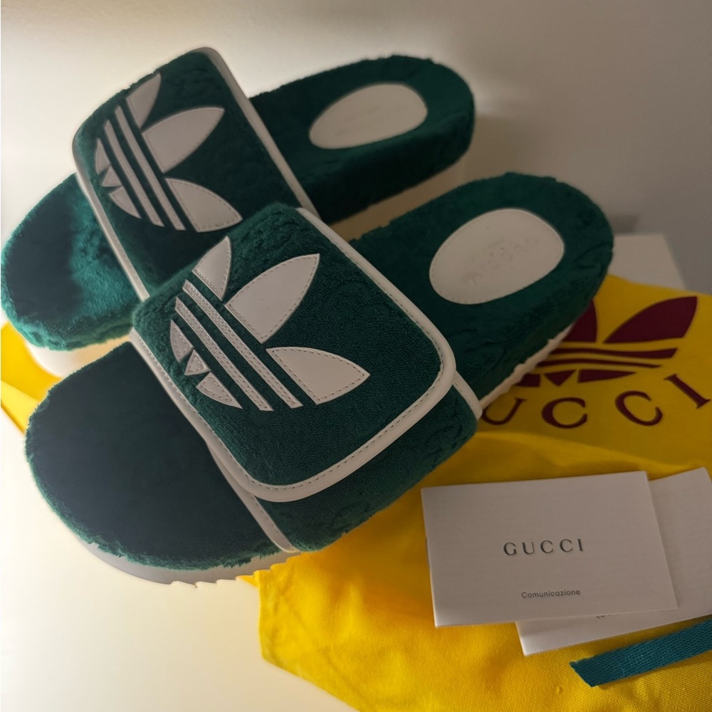 Gucci x Adidas Green Terry Slide Sandals (EU 39 / Women’s US 9) - Picture 4 of 10